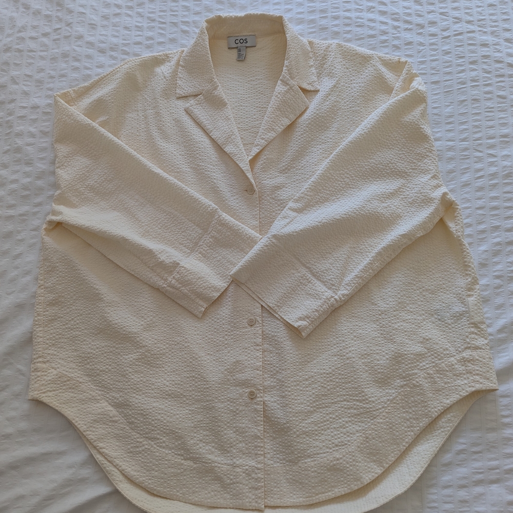 COS Cream Textured Button-Up Shirt